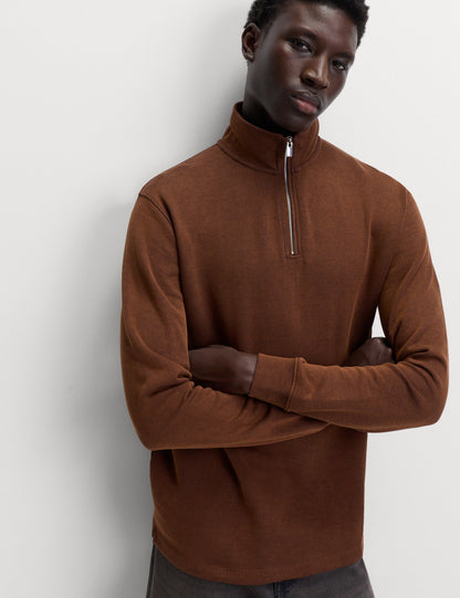 Pamuklu Karışımlı Yarım Fermuarlı Sweatshirt