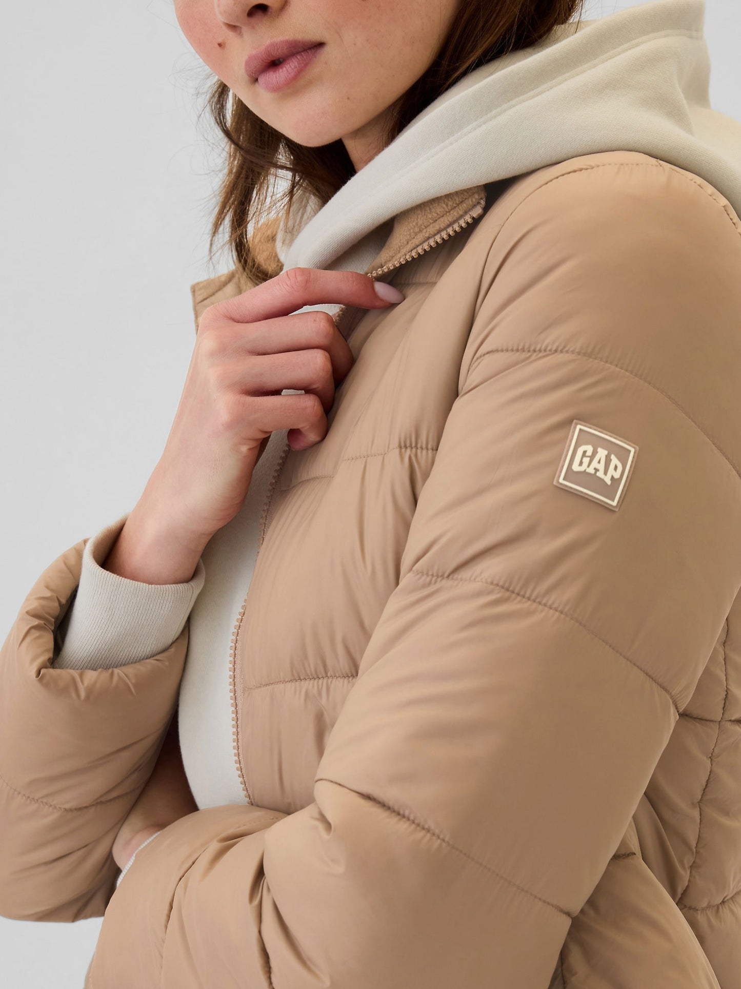Bej Coldcontrol Puffer Şişme Mont