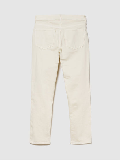 Kırık Beyaz Mid Rise Classic Straight Jean Pantolon