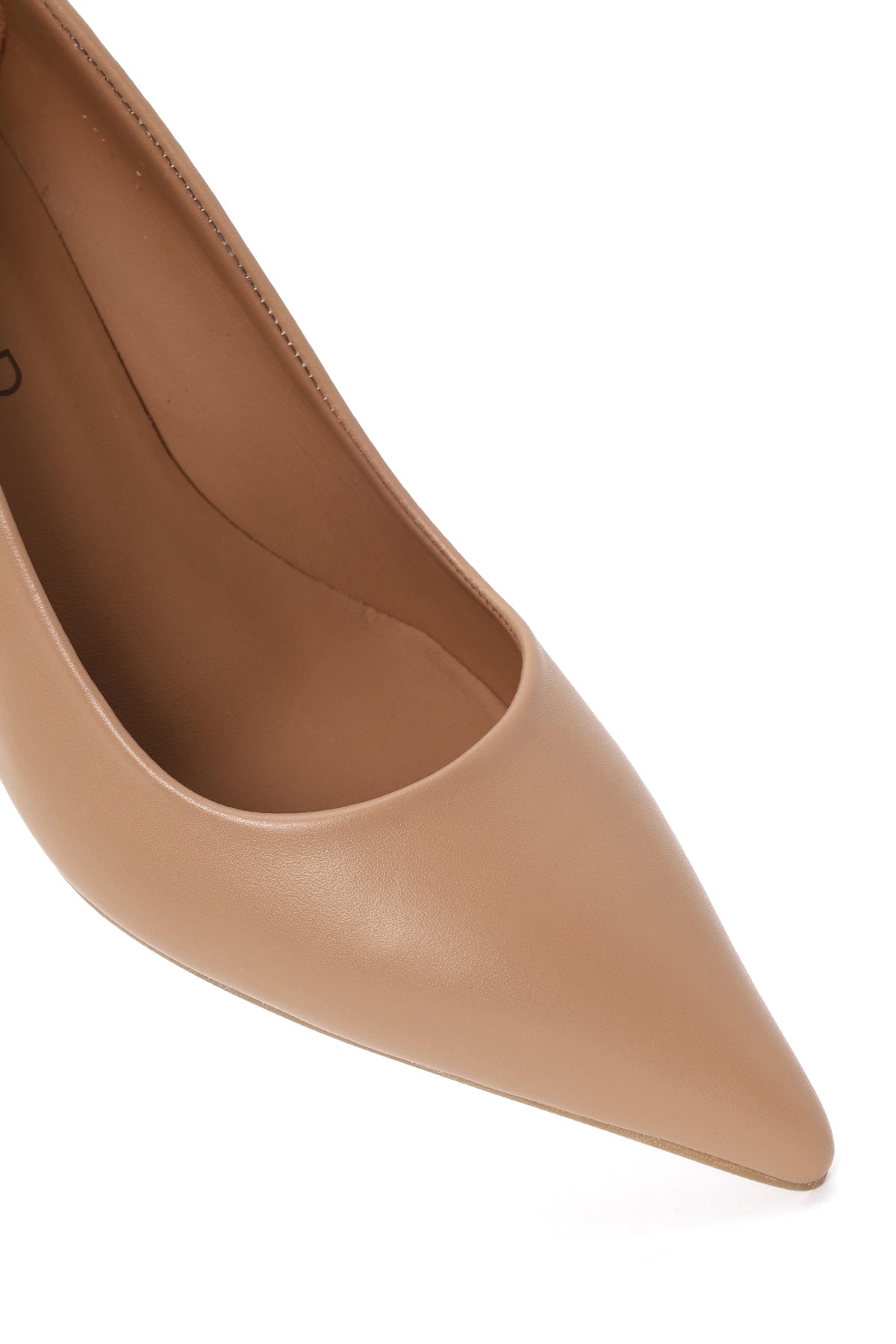 Kadın Bej Ince Topuklu Deri Stiletto