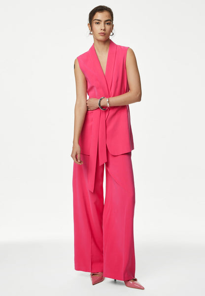 Yüksek Bel Saten Wide Leg Pantolon