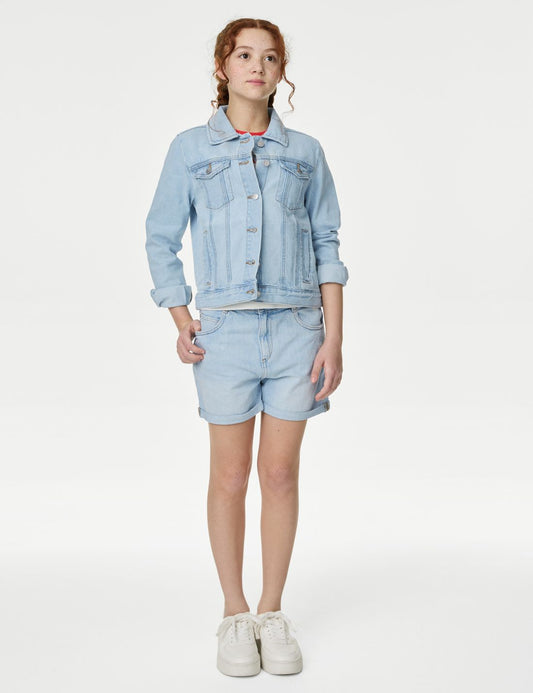 Saf Pamuklu Regular Fit Denim Şort (6-16 Yaş)
