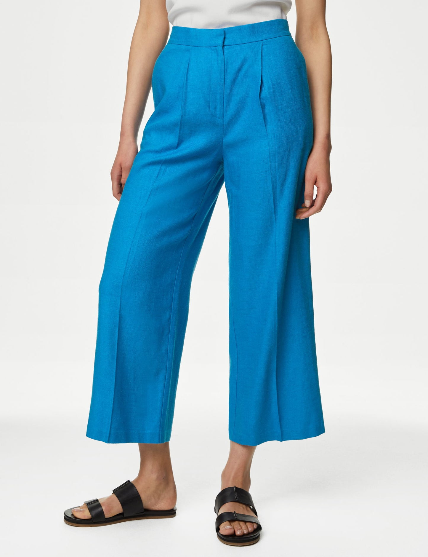Wide Leg Crop Keten Pantolon