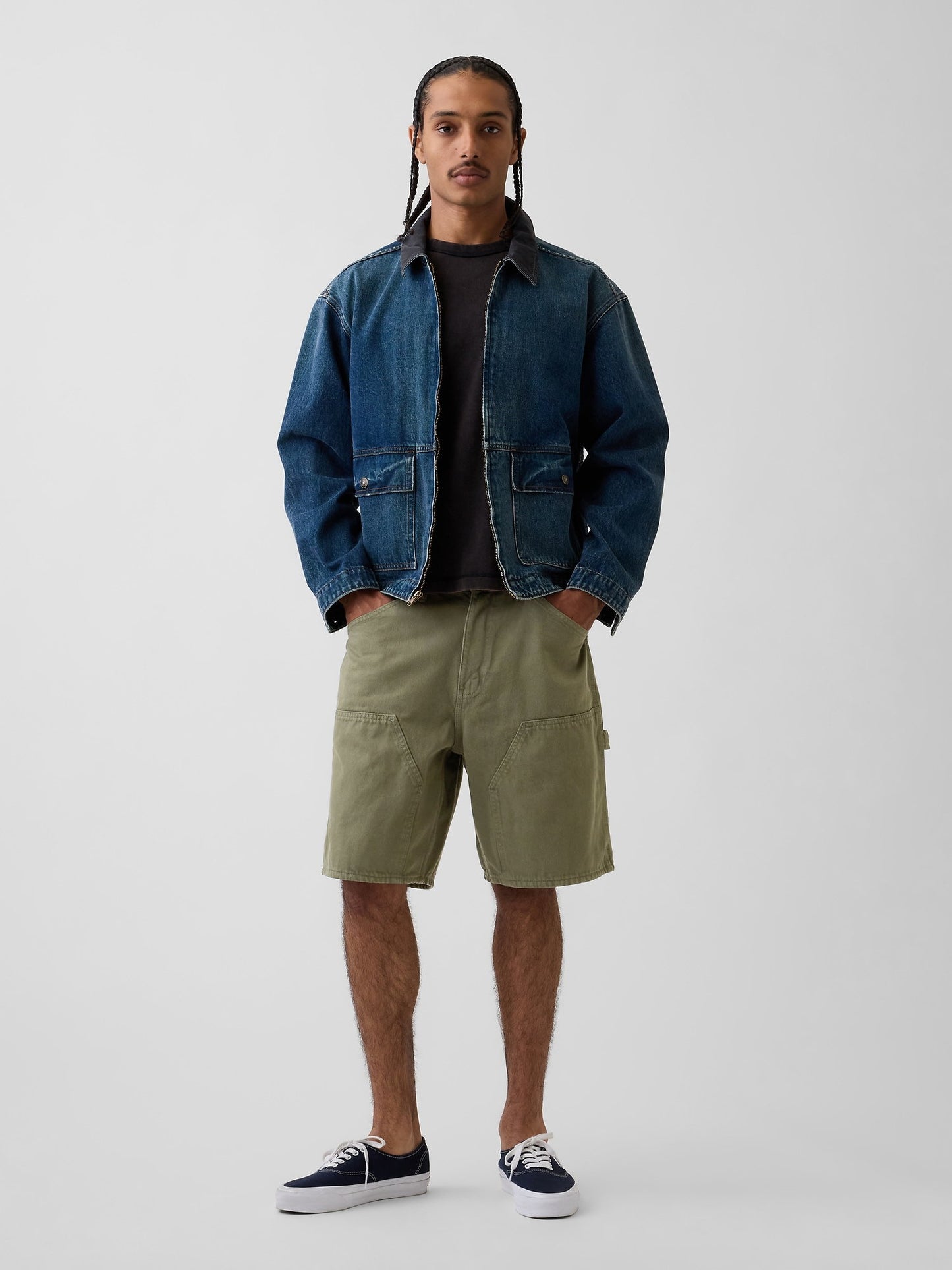 Haki 9 Loose Denim Carpenter Şort
