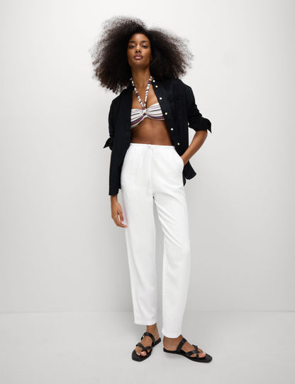 Tapered Fit Keten Pantolon