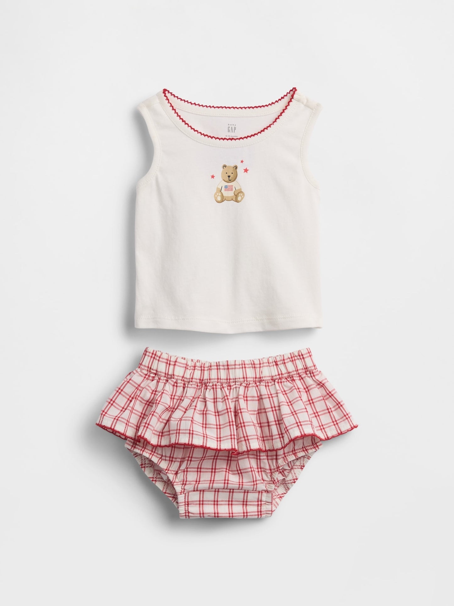Beyaz Baby Brannan Bear Atlet & Ekose Şort Takımı