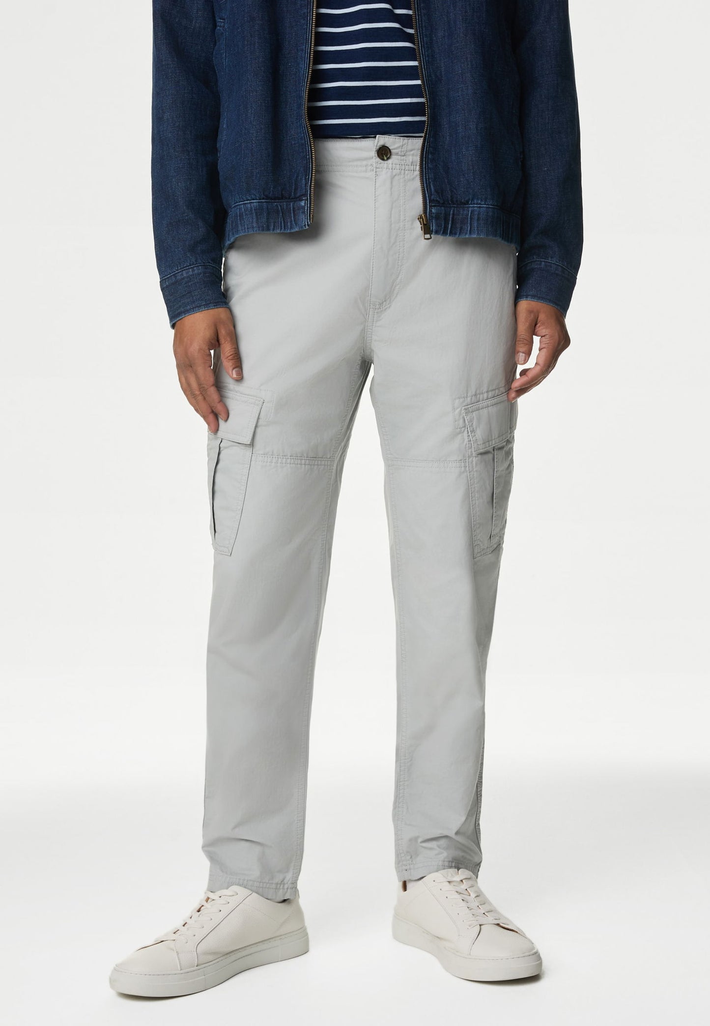 Saf Pamuklu Tapered Fit Kargo Pantolon
