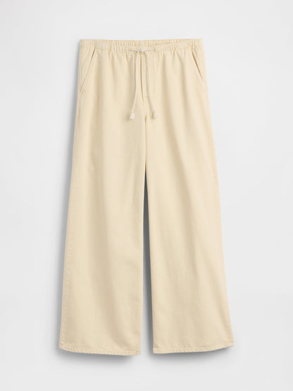 Sarı Mid Rise Pull-on Wide-leg Jean Pantolon