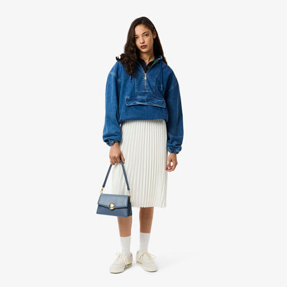 Lacoste Tennis Bliss Kadın Deri Gri Omuz Çantası