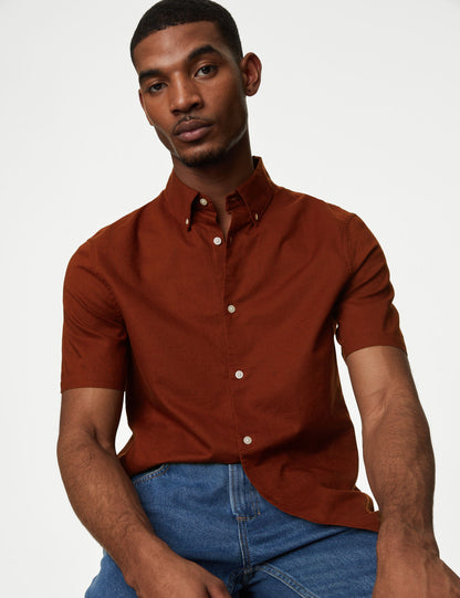 Regular Fit Kısa Kollu Keten Gömlek