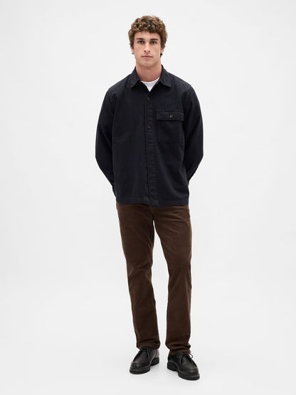 Kahverengi Corduroy Straight Pantolon