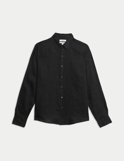 Regular Fit Saf Keten Gömlek