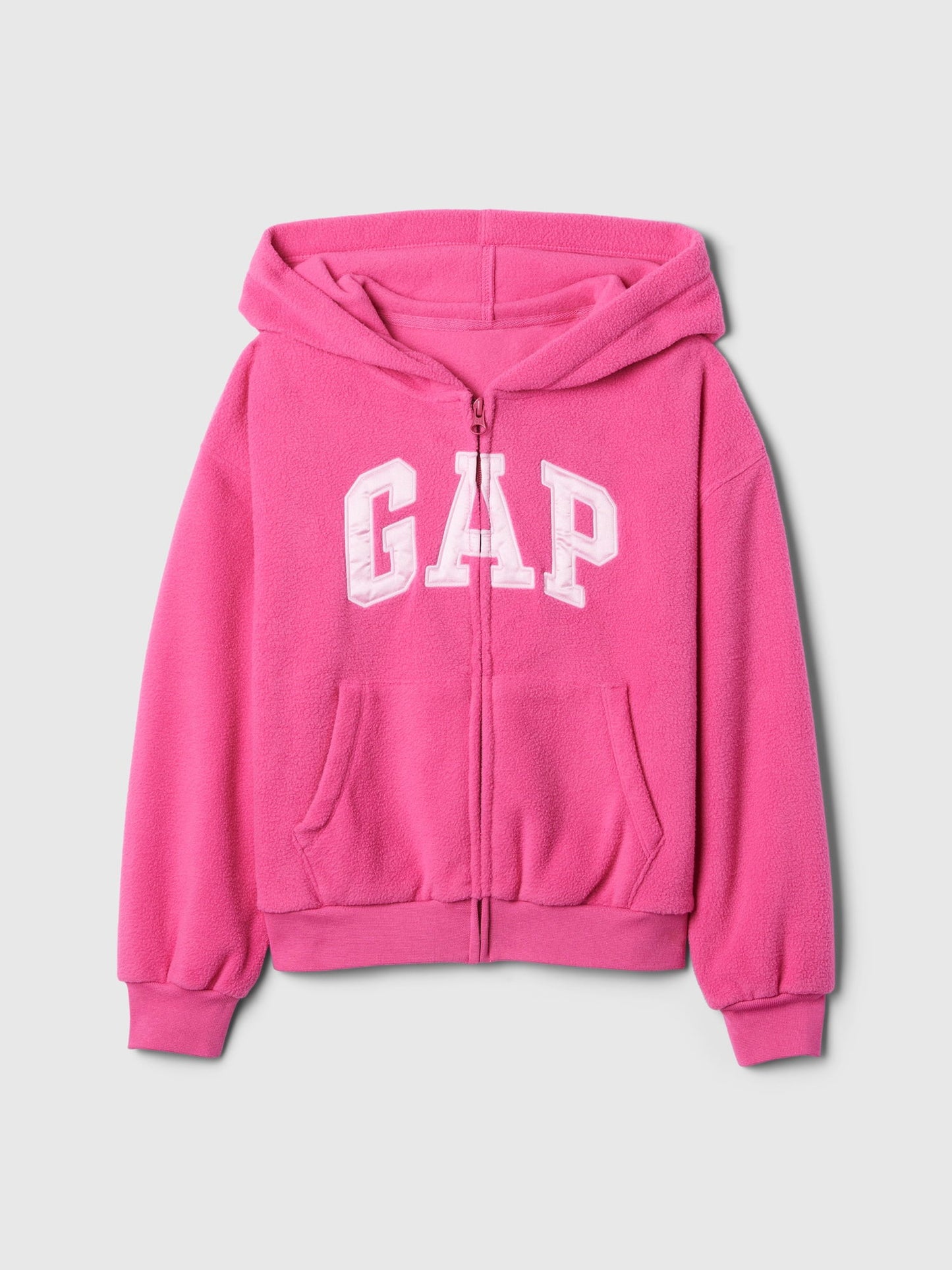 Pembe Gap Logo Fermuarlı Polar Fleece Sweatshirt