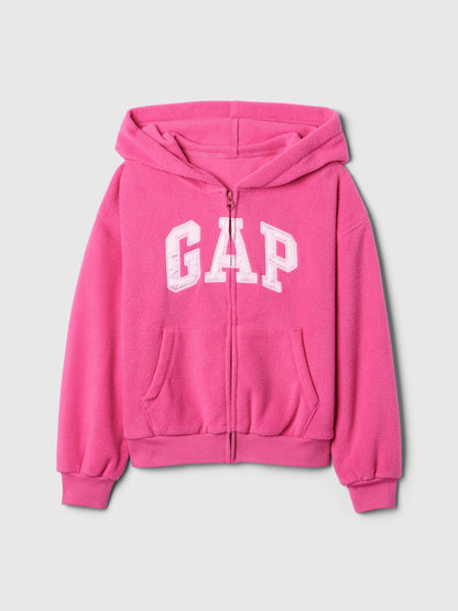 Pembe Gap Logo Fermuarlı Polar Fleece Sweatshirt