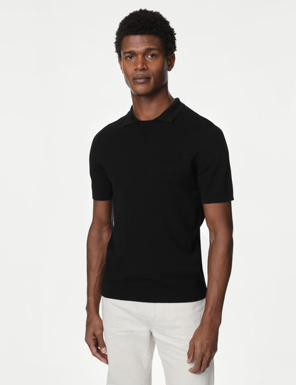 Kısa Kollu Örme Polo Yaka T-shirt