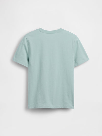 Açık Mavi Grafik Baskılı T-shirt