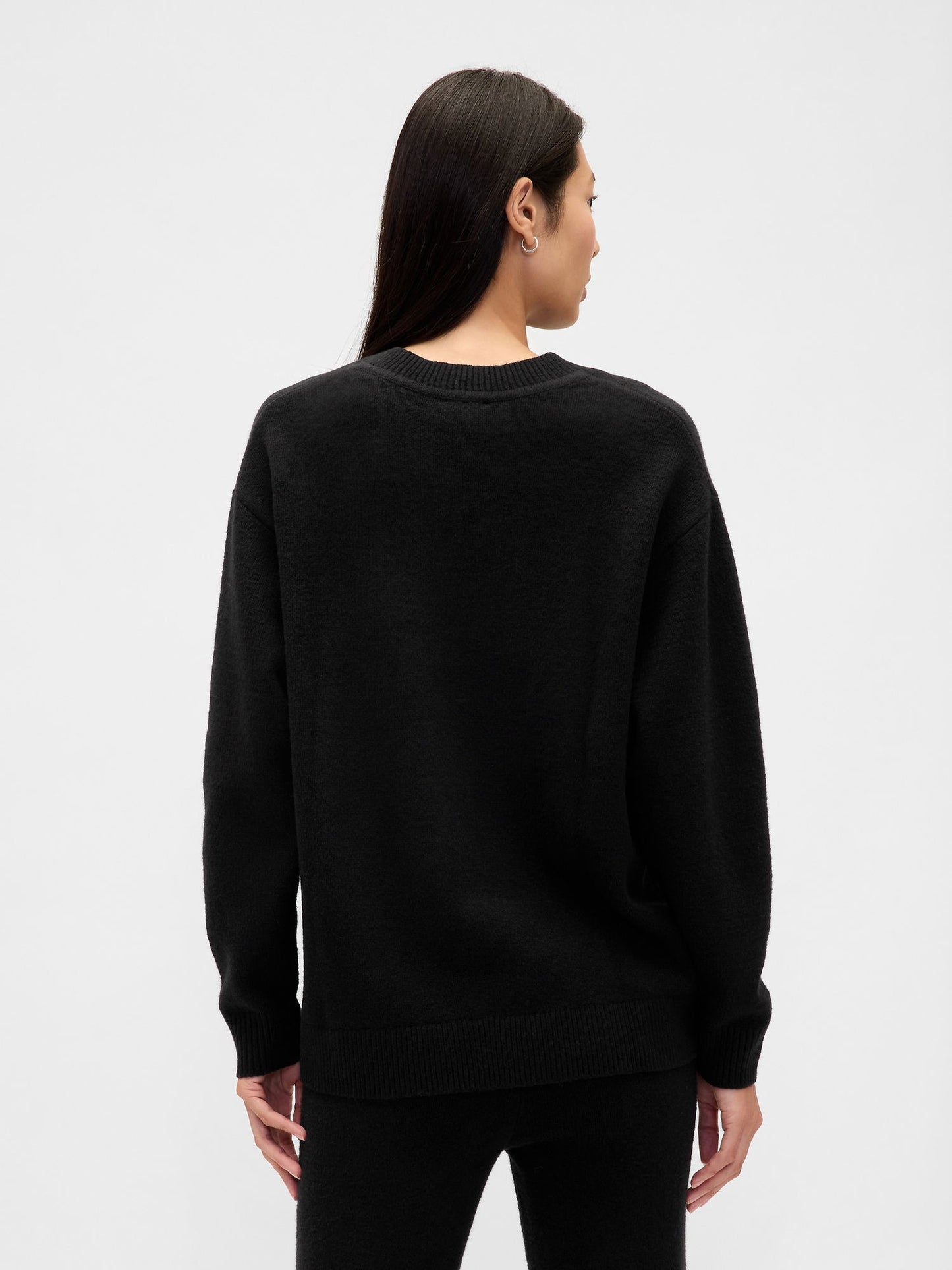 Siyah Cashsoft Oversized V-yaka Kazak