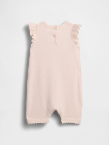 Açık Pembe Strawberry Triko Shorty Tulum