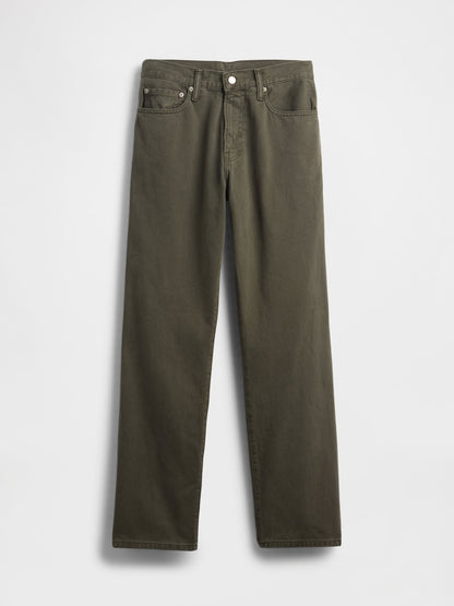 Yeşil Relaxed Straight Jean Pantolon