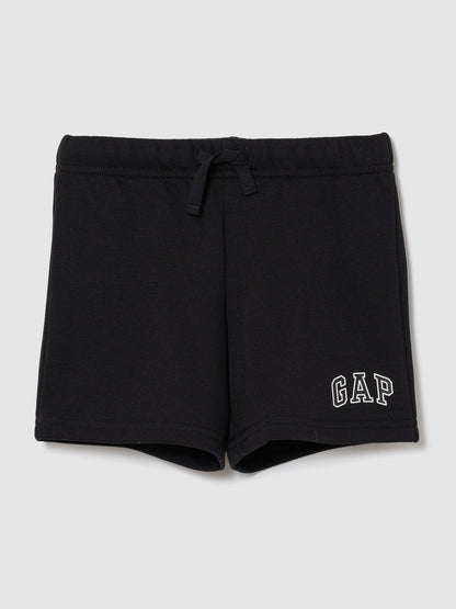 Siyah Relaxed Logo Fransız Havlu Kumaş Pull-on Şort