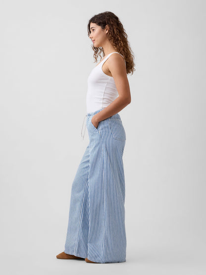 Mavi Mid Rise Pull-on Süper Hafif Wide-leg Jean Pantolon