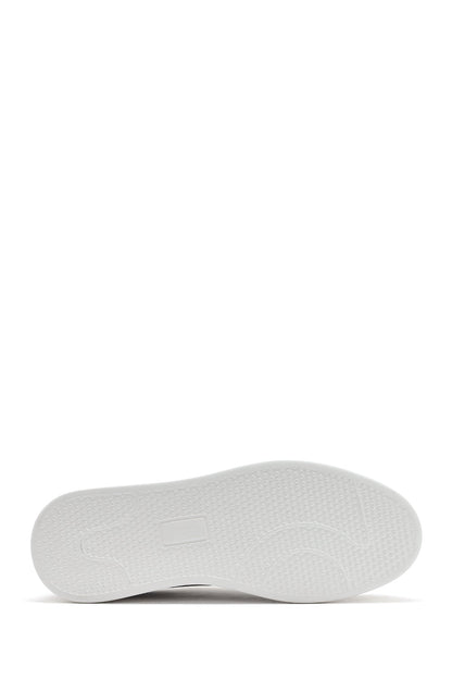 Erkek Bej Bağcıklı Deri Sneaker