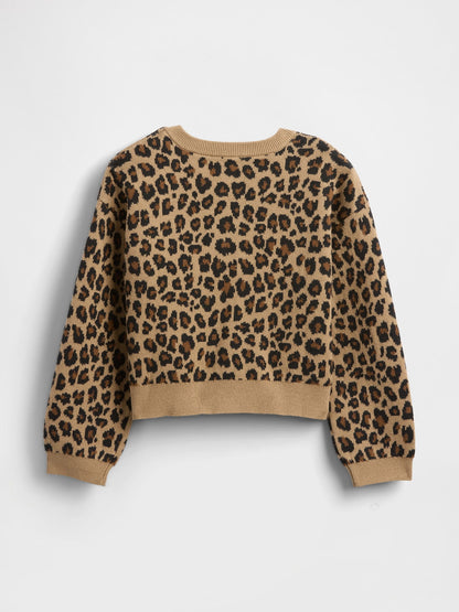 Kahverengi Leopar Desenli Hırka