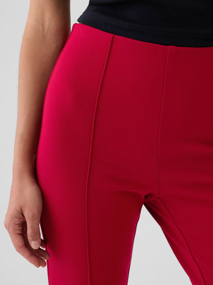 Kırmızı High Rise Double Knit Crop Kick Pantolon