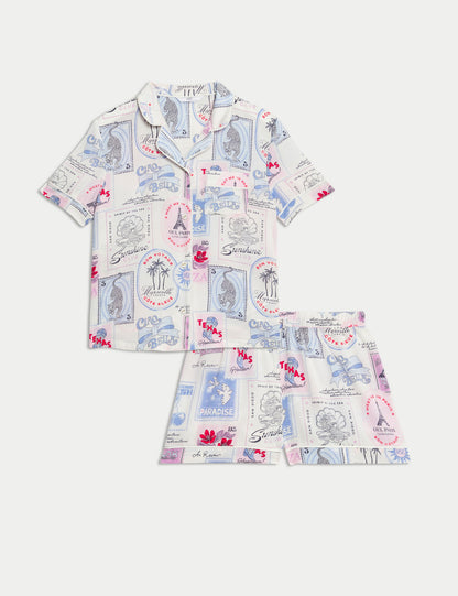 Satin World Travel Revere Pijama Takımı (3-16 Yaş)
