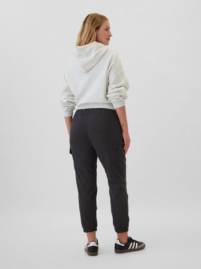 Siyah Twill Jogger Kargo Pantolon