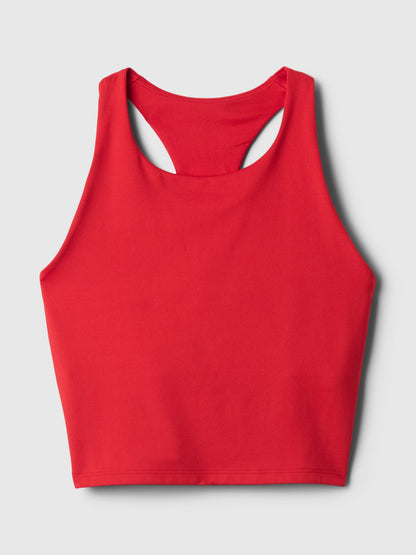 Kırmızı Halter Yaka Crop Spor Üst