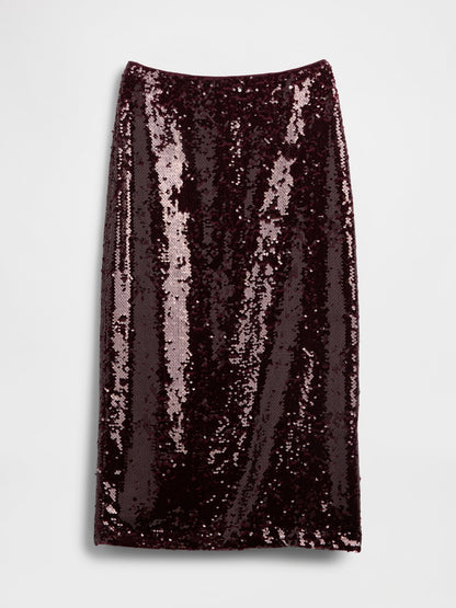 Lacivert Sequin Maxi Etek