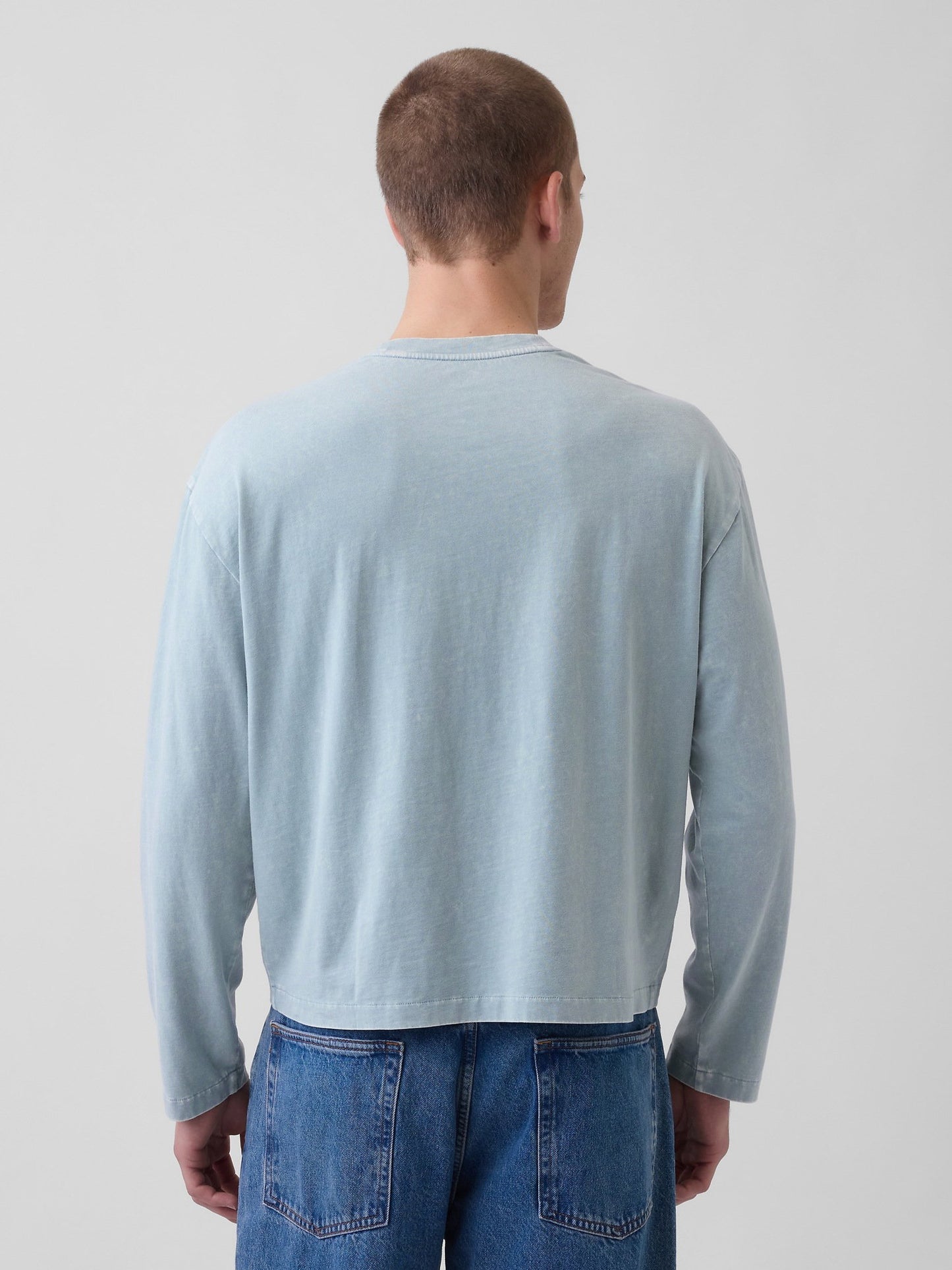Açık Mavi Relaxed Gap Logo Crop T-shirt