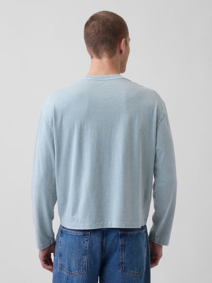 Açık Mavi Relaxed Gap Logo Crop T-shirt
