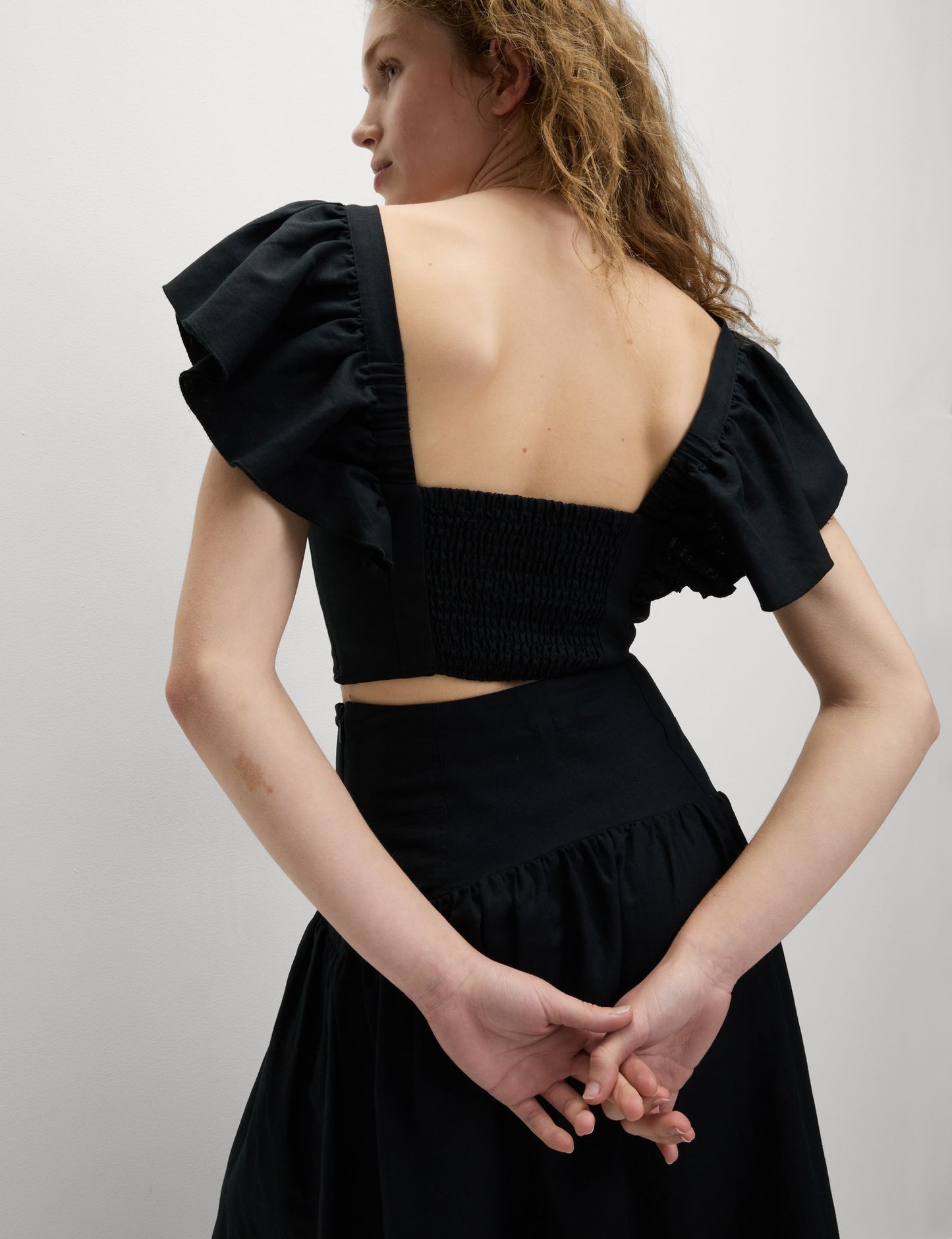 Keten Karışımlı Regular Fit Crop Top