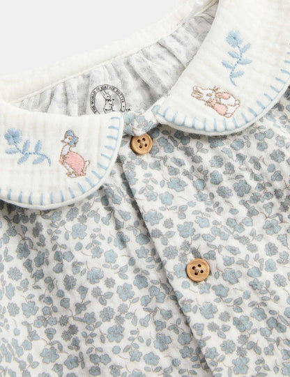 Peter Rabbit™ Çiçek Desenli Pamuklu Bebek Takımı