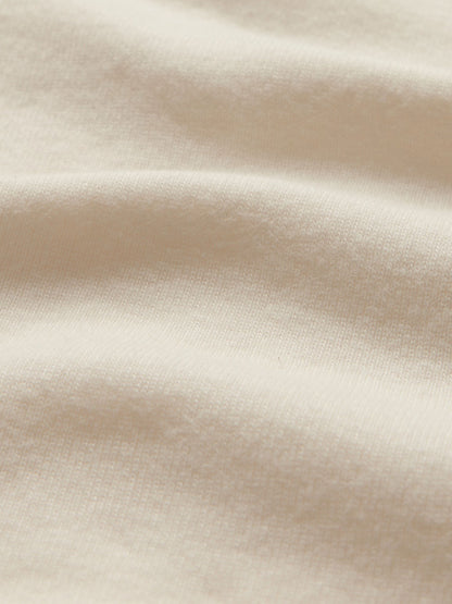 Kırık Beyaz Fitilli Mockneck Yaka T-shirt