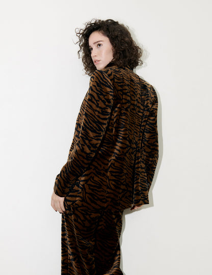 Kadife Leopar Desenli Ceket