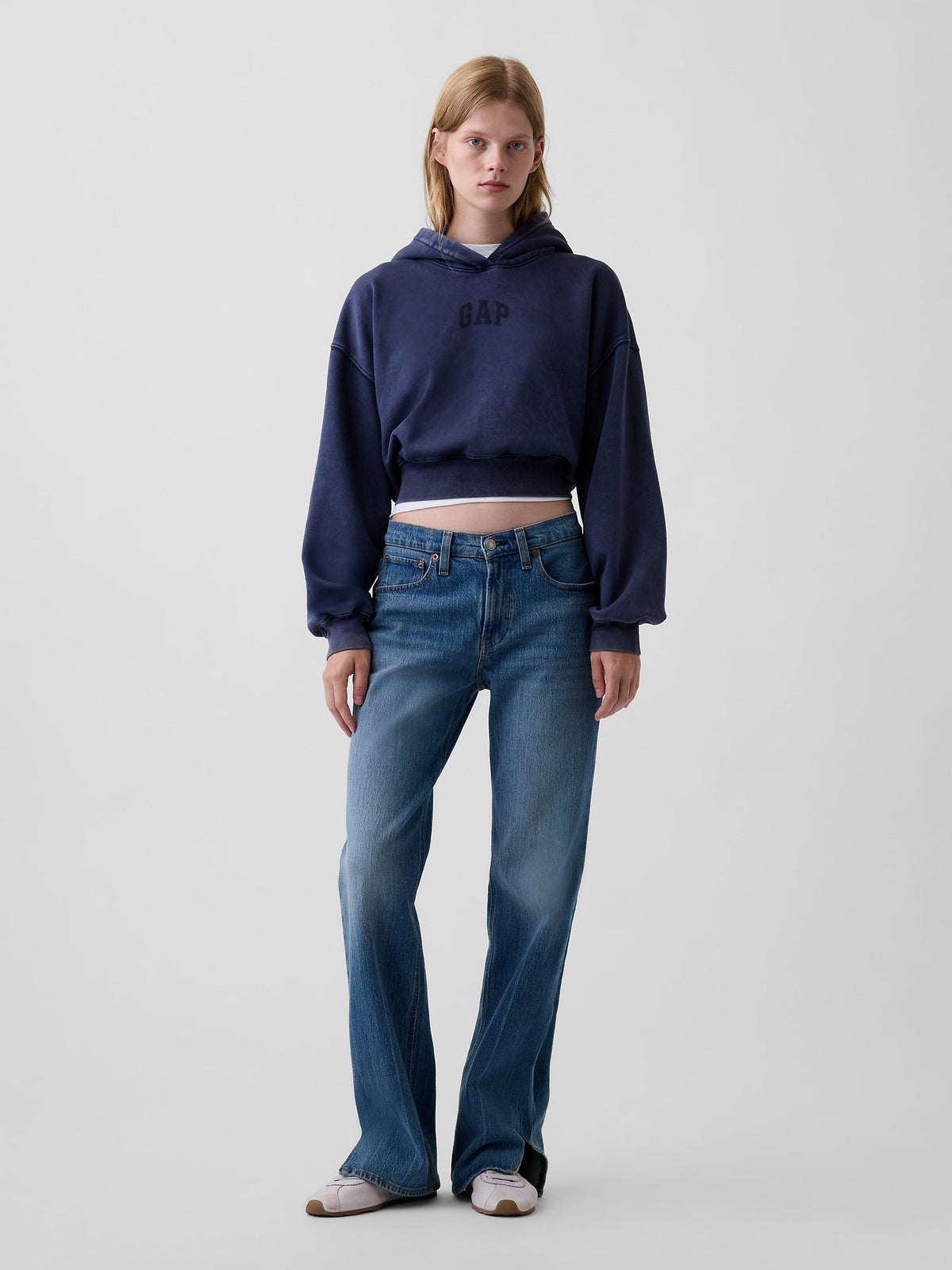 Lacivert Vintagesoft Crop Logo Sweatshirt