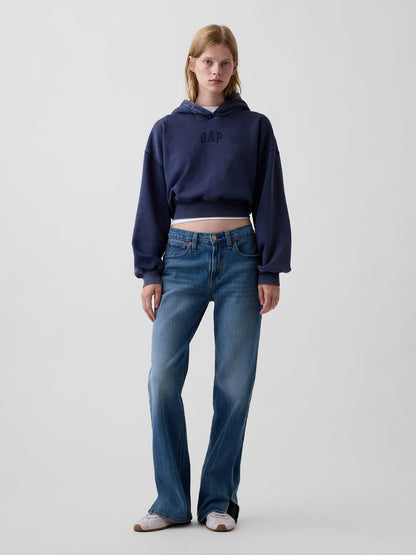 Lacivert Vintagesoft Crop Logo Sweatshirt