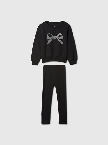 Siyah Desenli Sweatshirt Set