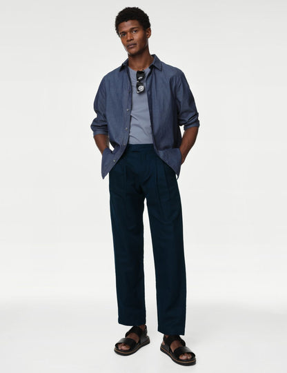 Tapered Fit Keten Pantolon
