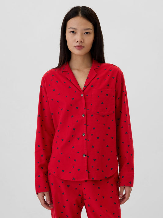 Kırmızı Relaxed Flannel Pijama Üstü