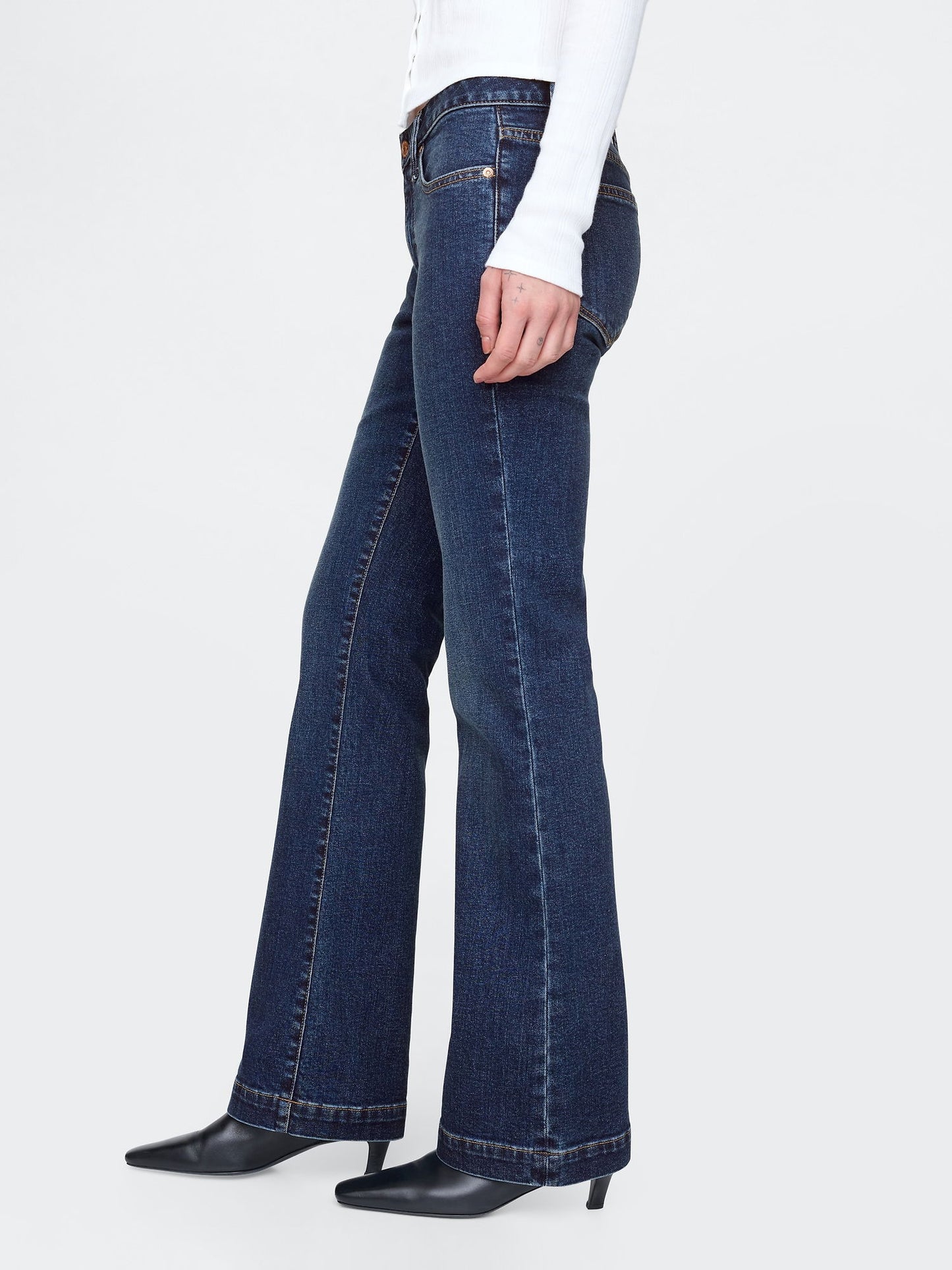 Koyu Mavi Low Rise Bootcut Jean Pantolon
