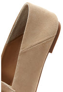 Kadın Bej Süet Deri Maskülen Loafer