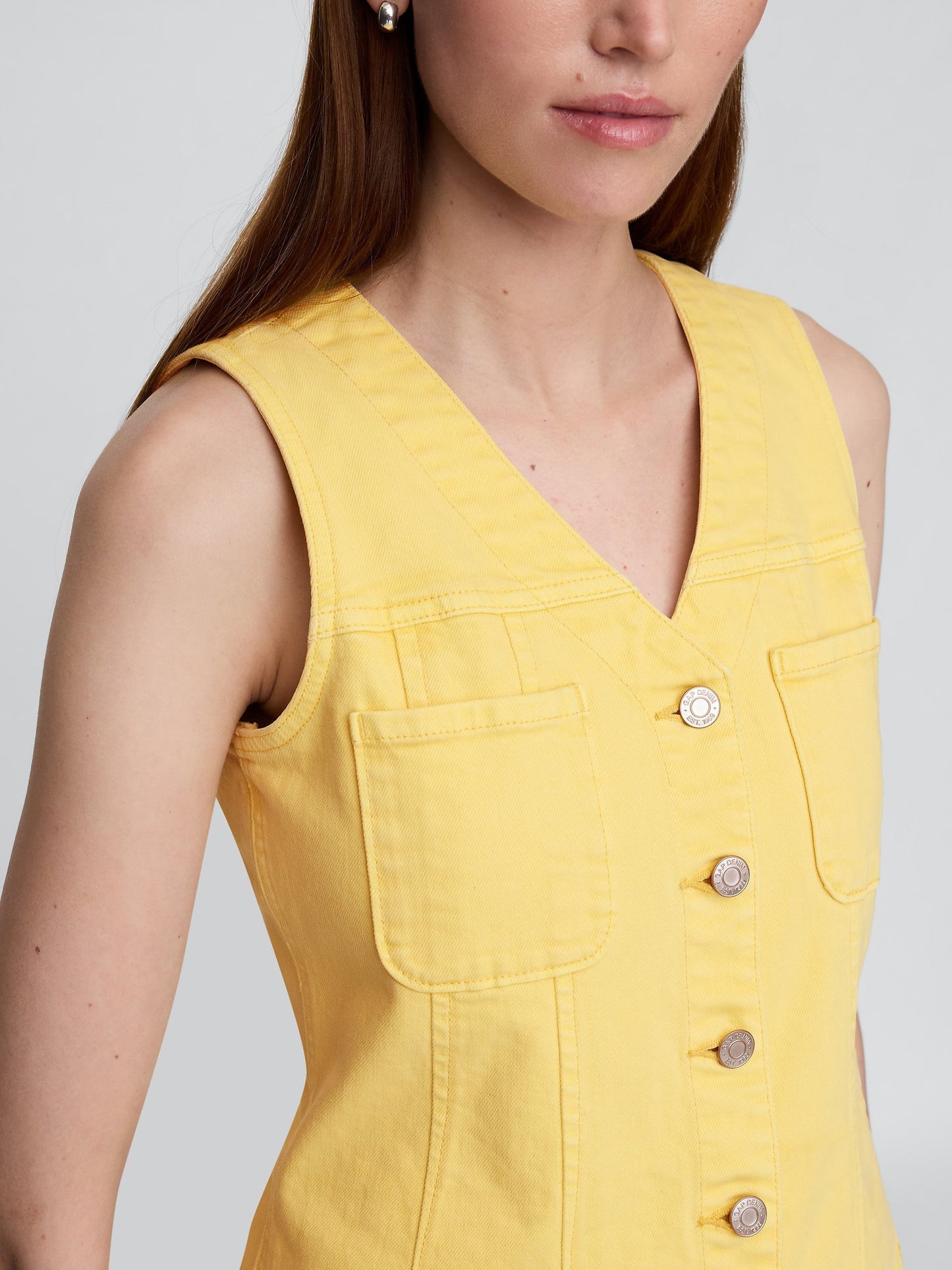 Sarı Denim Mini Elbise