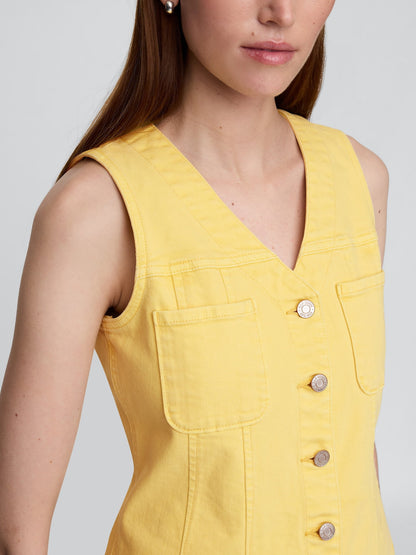 Sarı Denim Mini Elbise