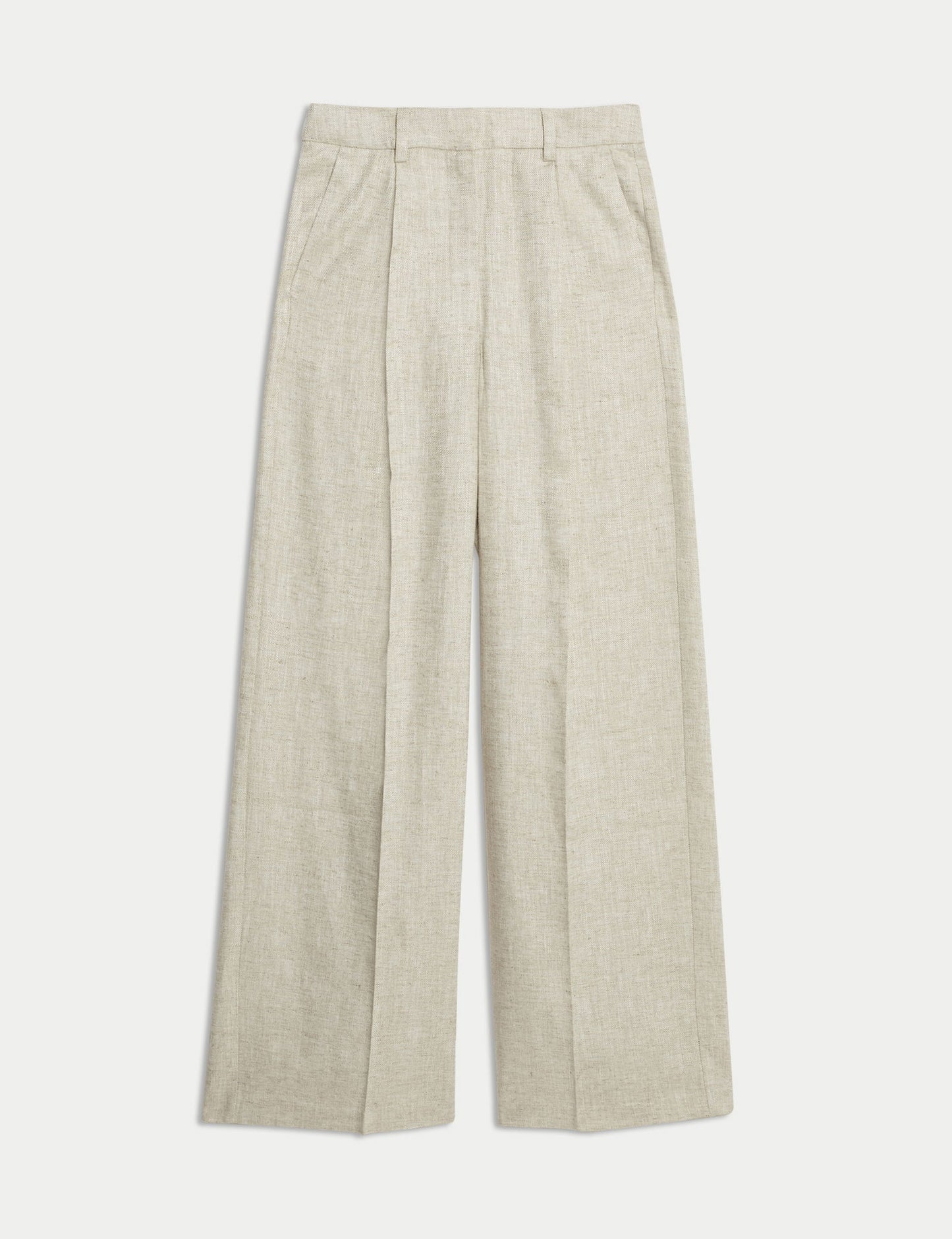 Keten Karışımlı Geniş Paça Pantolon