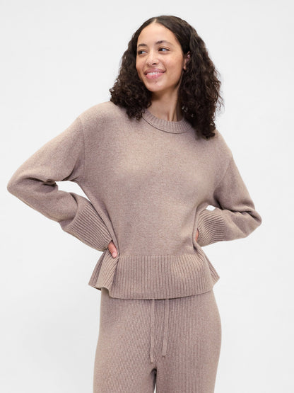 Açık Pembe Cashsoft Relaxed Crewneck Kazak