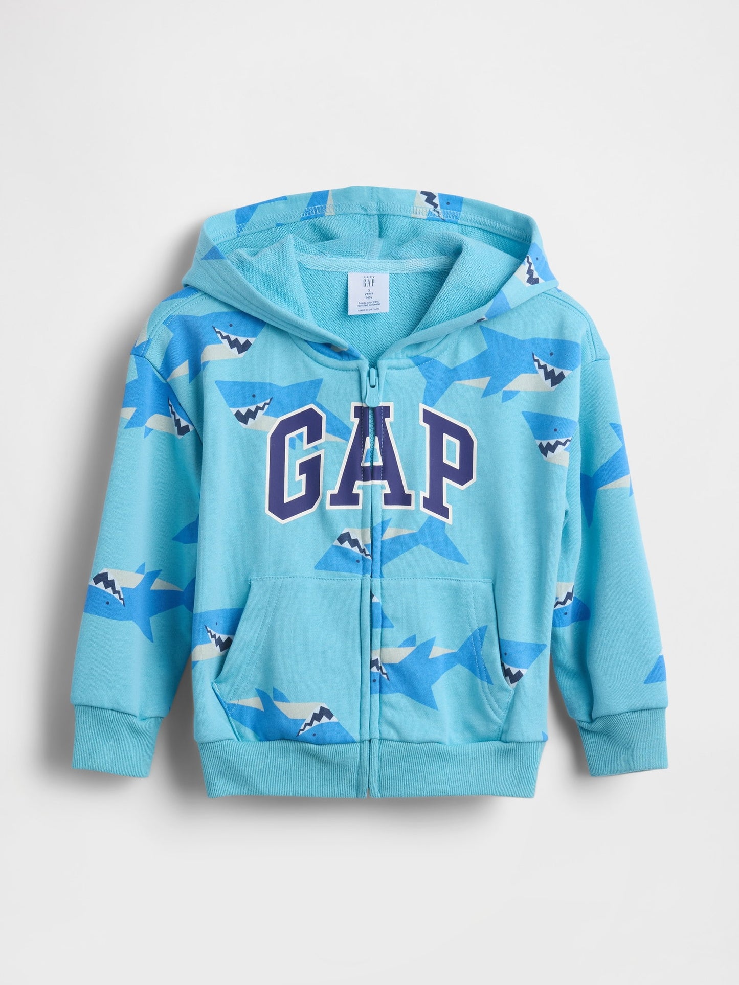 Açık Mavi Relaxed Logo Fransız Havlu Kumaş Fermuarlı Sweatshirt